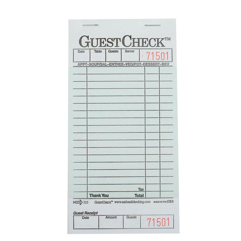 Guestcheck Board - 1Part, Green, 18 Line,3.5 X 6.75 Inch, 50 Checks Per Book -- 2500 Per Case.
