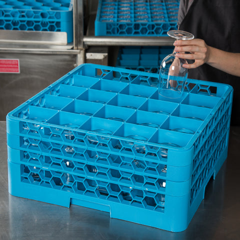 OptiClean™ RACK GLASS 25-COMPARTMENT W/ 3-EXTENDERS CALISLE BLUE 8.72