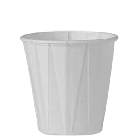 Solo White Pleated Treated Paper Medical Portion Cup, 3.5 Ounce -- 5000 per case.