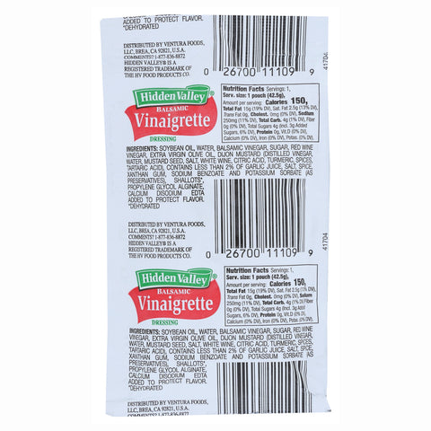 Hidden Valley® DRESSING VINAIGRETTE BALSAMIC SINGLE SERVE PACKET