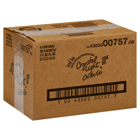 Krafts Crystal Light On The Go Iced Tea Drink 20 Ounce, 30 per pack -- 4 packs per case.