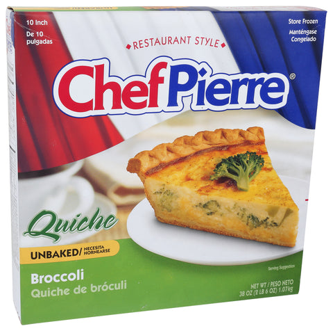 Sara Lee Chef Pierre Unbaked Broccoli Quiche, 10 inch -- 6 per case.
