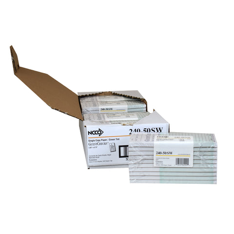 National Checking Company Guest Check Paper - 1 Part Green, 17 Line, 3.5 x 6.75 inch -- 50 per case.