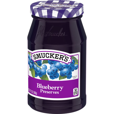 Smuckers Blueberry Preserves, 12 Ounce -- 12 per case.