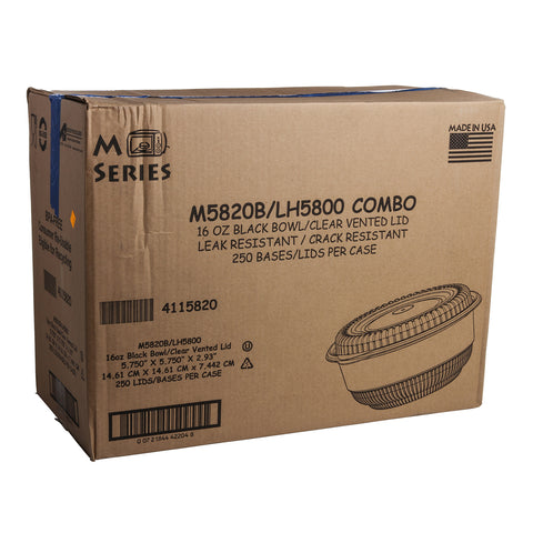 Bowl Polypropylene Black Combo W/ Lid 16 Oz