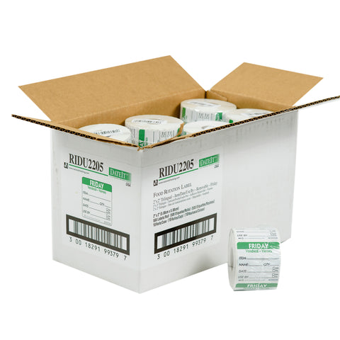 Label Trilingual Item/date/use By Removable Green Friday 2x2