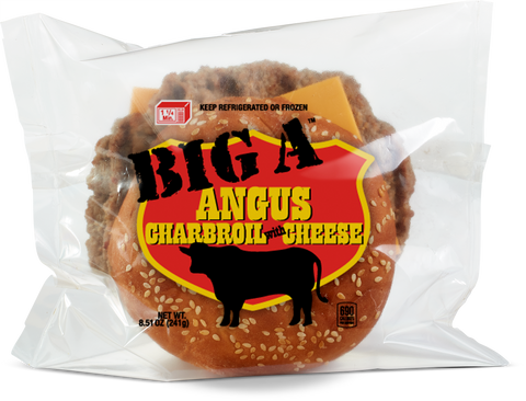 Advance Pierre Big A Angus Charbroil Sandwich with Cheese, 8.51 Ounce -- 12 per case.