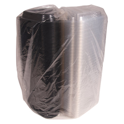 Creative Carryouts® CONTAINER PLASTIC BOXLINE™ BLACK BASE/CLEAR LID HINGED MEDIUM 10.6X8.2X2.2