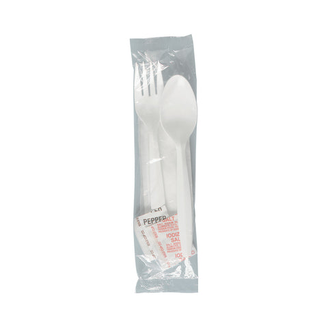 Dart CUTLERY KIT FORK/SPOON/NAPKIN POLYPROPYLENE MEDIUM WEIGHT WHITE