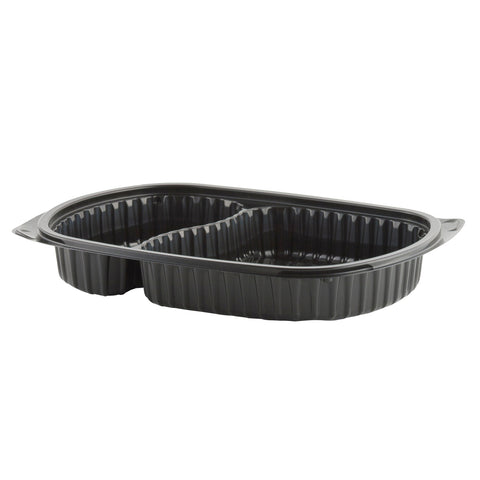 Anchor Packaging MicroRaves Black 2 Compartment Platter, 21/10 Ounce Capacity -- 250 per case