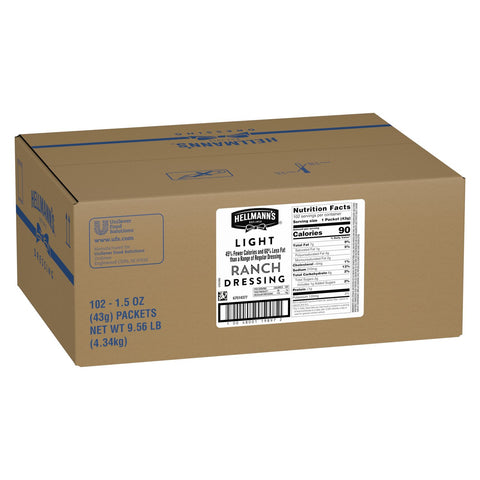 Hellmann's Light Ranch Salad Dressing Portion Control Pack, 1.5 Fluid Ounce -- 102 Per Case