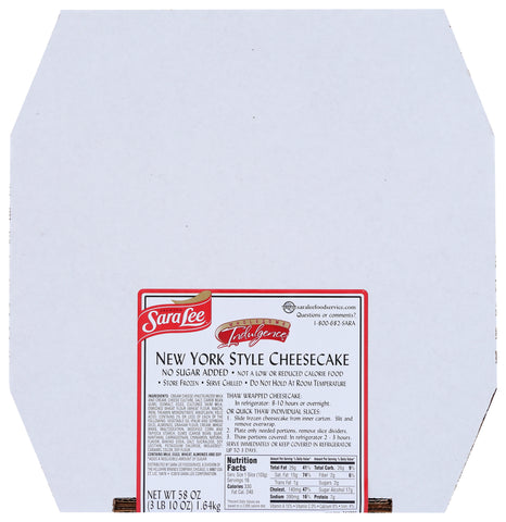 Sara Lee Wholesome Indulgence Round New York Style Cheesecake, 80 Ounce -- 4 per case.