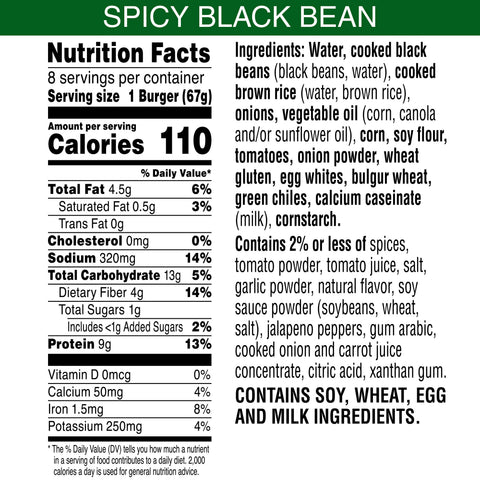 Morningstar Farms Spicy Black Bean Veggie Burgers, 18.9 Ounce -- 5 per case.