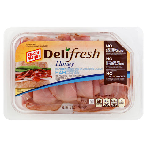 Oscar Mayer Deli Fresh Meat Shaved Honey Ham, 9 Ounce -- 8 per case.