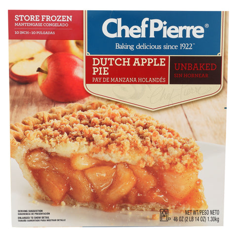 Sara Lee Chef Pierre Traditional Unbaked Dutch Apple Fruit Pie, 10 inch -- 6 per case.