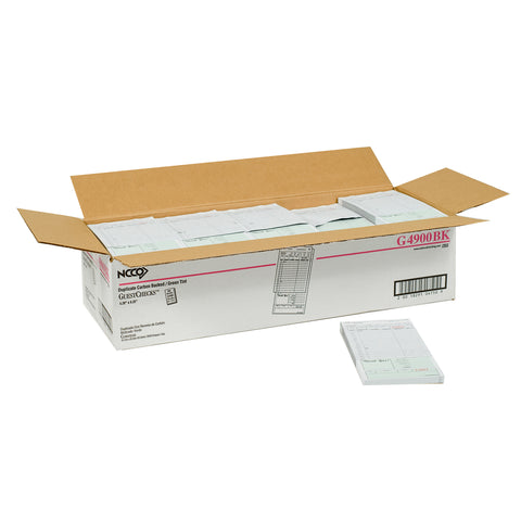 National Checking Company Carbon Backed Guest Check Board - 2 Part Green, 16 Line, 4.20 x 8.25 inch -- 2500 per case.