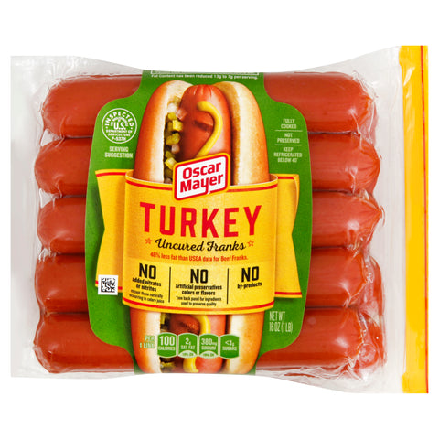 Kraft Oscar Mayer Hot Dog - Louis Rich Original Turkey Frank, 16 Ounce -- 12 per case.