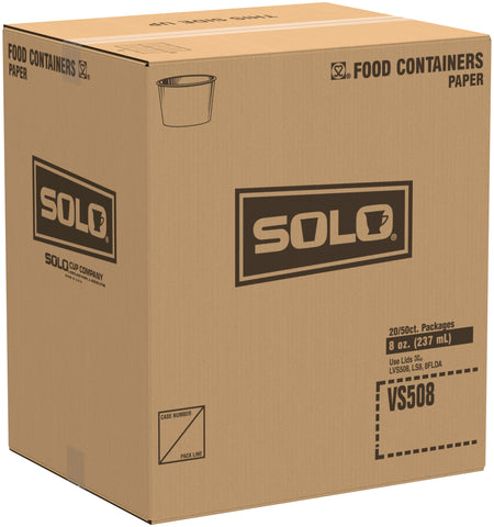Solo® White CONTAINER PAPER FOOD SINGLE SIDED POLY 8 OZ