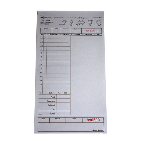 National Checking Company Guest Check Board - 1 Part Tan, 15 Line, 5 x 9 inch -- 2000 per case.
