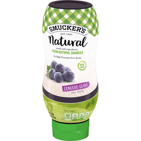 Smuckers Natural Concord Grape Fruit Spread, 19 Ounce Squeeze Bottle -- 12 per case