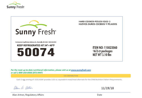 Sunny Fresh™ EGG ASAP! ® HARD COOKED PEELED REFRIGERATED IW