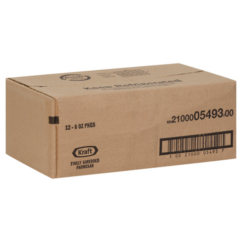 Kraft Zip Pak Natural Finely Shredded Parmesan Cheese, 6 Ounce -- 12 per case.