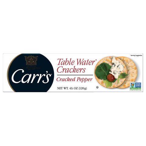 Carrs Table Water Crackers with Cracked Pepper - 4.25 oz. box, 12 per case