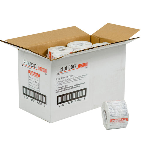 DateIt™ LABEL TRILINGUAL ITEM/DATE/USE BY REMOVABLE RED WEDNESDAY 2X2