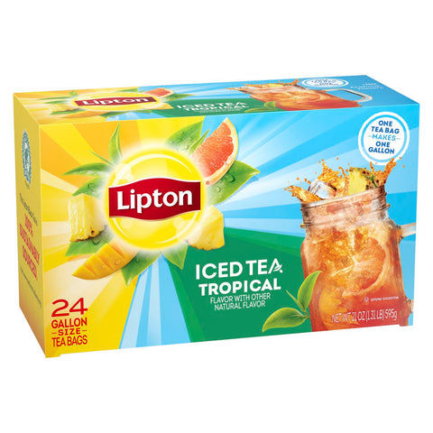 Lipton Tropical Unsweetened Iced Tea Bags, 1 gallon Pack of 24 -- 2 per case