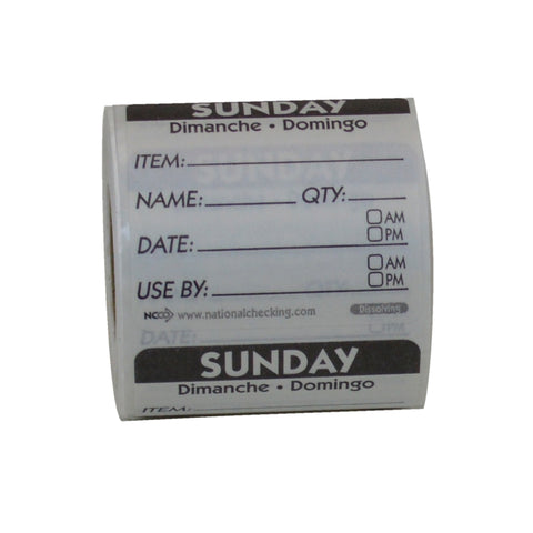 DateIt™ LABEL TRILINGUAL ITEM/DATE/USE BY DISSOLVING BLACK SUNDAY 2X2