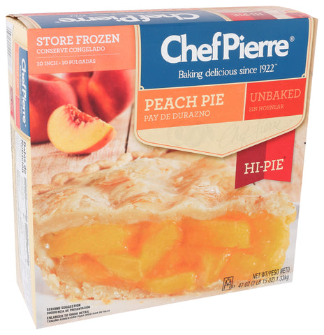 Sara Lee Chef Pierre Unbaked Peach High Pie, 10 inch -- 6 per case.