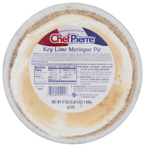 Sara Lee Chef Pierre Key Lime Meringue Pie, 10 inch -- 6 per case.