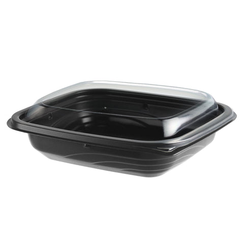 MicroRaves® CONTAINER PLASTIC RECTANGLE BLACK COMBO W/ CLEAR 12 OZ