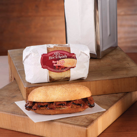 Advance Pierre Hot N Ready Barbecue Pork Rib Sandwich, 6.5 Ounce -- 12 per case.