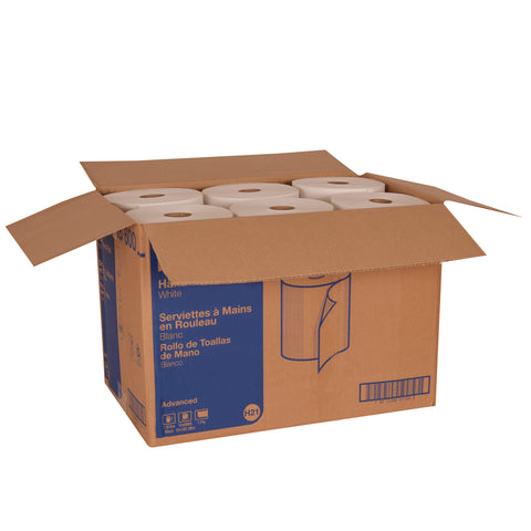 Tork One Ply White Advanced Hardwound Roll Towel, 7.88 inch x 600 Feet -- 12 rolls per case