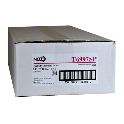 National Food Group GUEST CHECK LARGE-WIDE TWO-PART CARBONLESS TAN 5.25X8.5