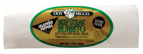 Don Miguel Beef Steak and Jalapeno Burrito, 7 Ounce -- 12 per case.