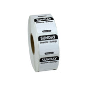 Label Removeable Square Black Sunday 1x1