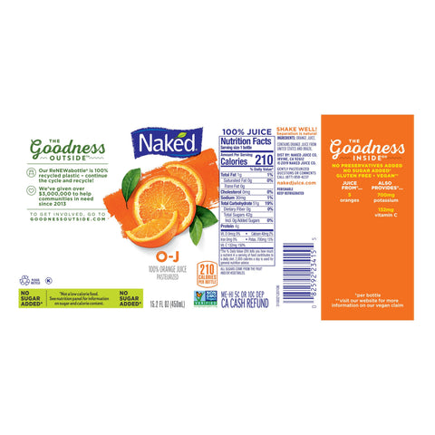 Naked Juice JUICE ORANGE 100% PLASTIC BOTTLE