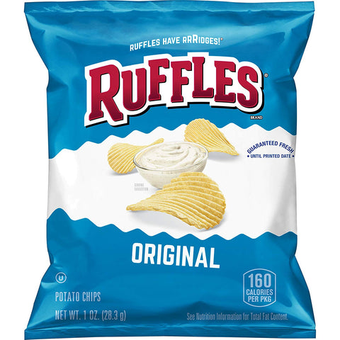 Ruffles Original Potato Chips, 1 Ounce -- 104 per case.
