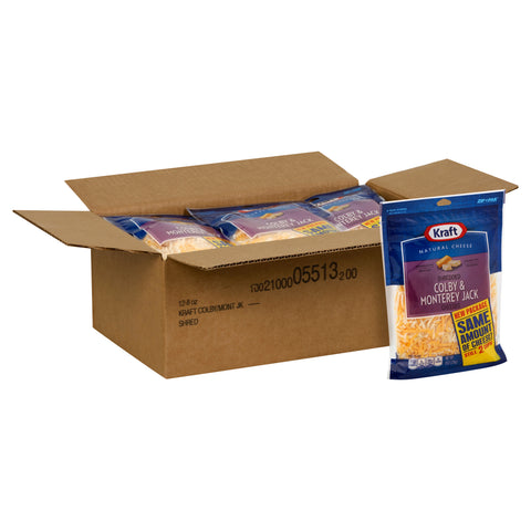 Kraft Zip Pak Shredded Colby and Monterey Jack Cheese, 8 Ounce -- 12 per case.