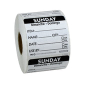 DateIt™ LABEL TRILINGUAL ITEM/DATE/USE BY REMOVABLE BLACK SUNDAY 2X2