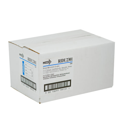National Checking Company Dateit Blue Trilingual Item/Date/Use By Removable Label - Monday, 2 x 3 inch -- 500 per case.