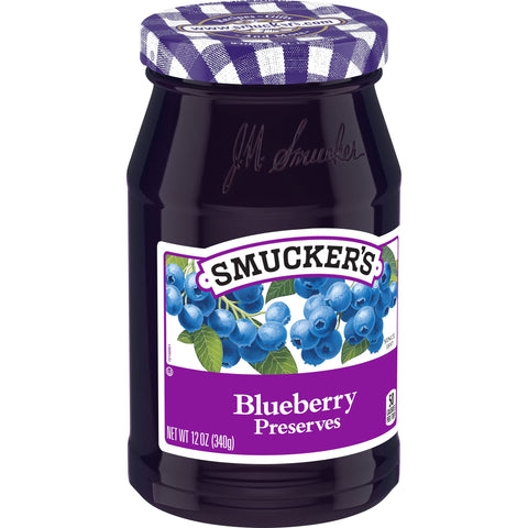 Smuckers Blueberry Preserves, 12 Ounce -- 12 per case.