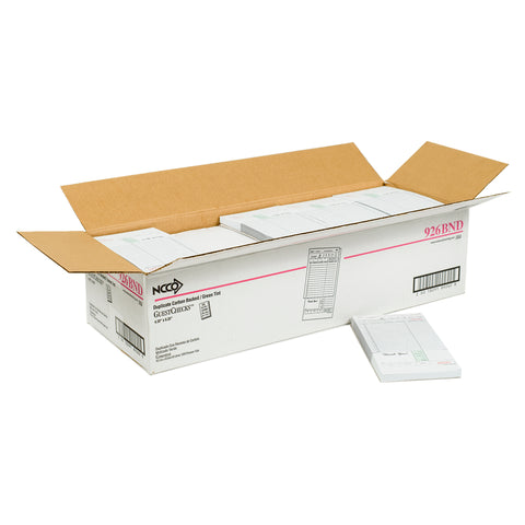 National Checking Company Carbon Backed Guest Check Board - 2 Part Green, 15 Line, 4.20 x 8.25 inch -- 2500 per case.