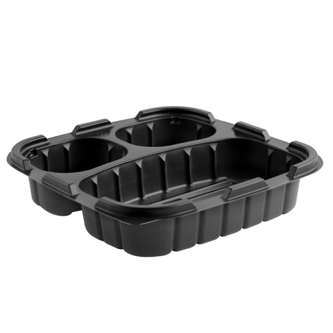 Crisp Food Technologies® CONTAINER 3-COMPARTMENT BLACK PP 8.5