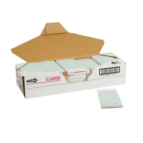National Checking Rectangular Medium Carbon Green 16 Lines Two-Part Guest Check, 6.75 x 3.5 inch -- 2500 per case