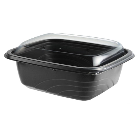MicroRaves® CONTAINER PLASTIC BLACK W/ CLEAR LID 20 OZ
