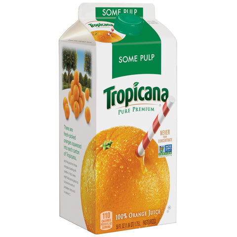 Tropicana Pure Premium Homestyle 100 Percent Some Pulp Orange Juice, 59 fluid ounce -- 8 per case