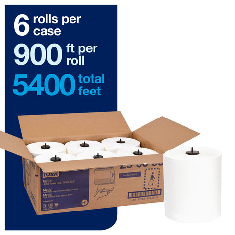 Essity Tork Advanced Soft Matic White 1-Ply Paper Hand Towel Roll, 900 Feet -- 6 per case